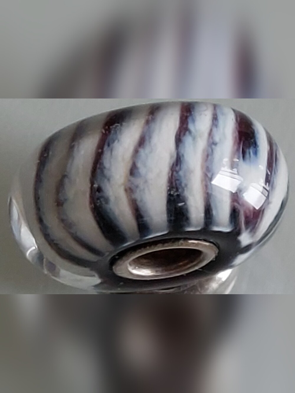 Trollbeads Grey Wolf Glass Bead Silver